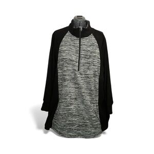 Woman Within Black and Gray QuarterZip Pullover